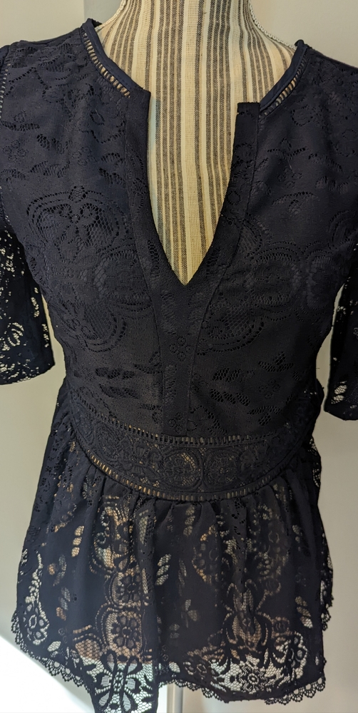 Anthropologie Blue Tassel XS top.